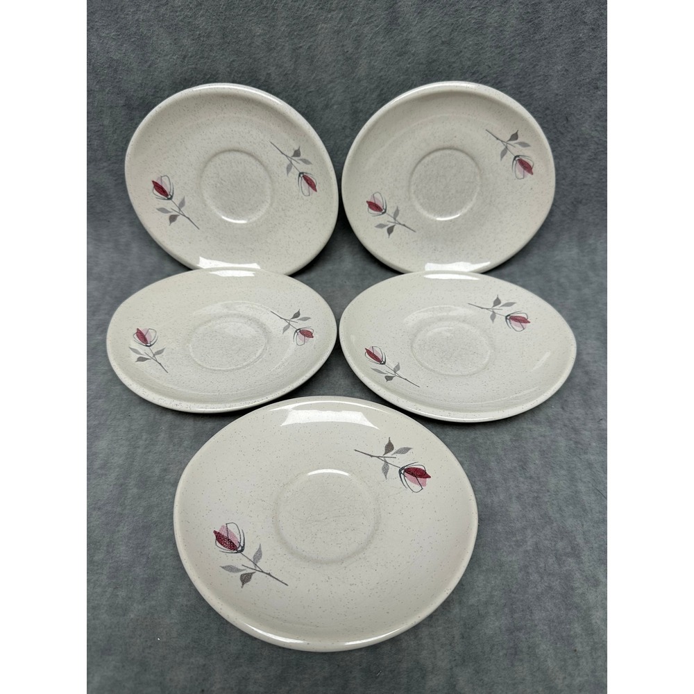 Franciscan Duet Rose Saucer Set 5pc 6in Cream Speckled Pinkl MCM Replacement
